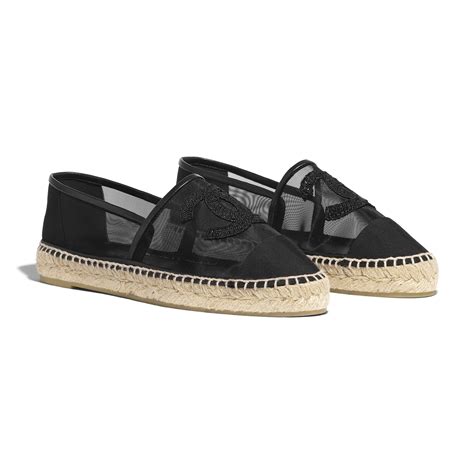 chanel black mesh espadrilles|chanel espadrilles all black.